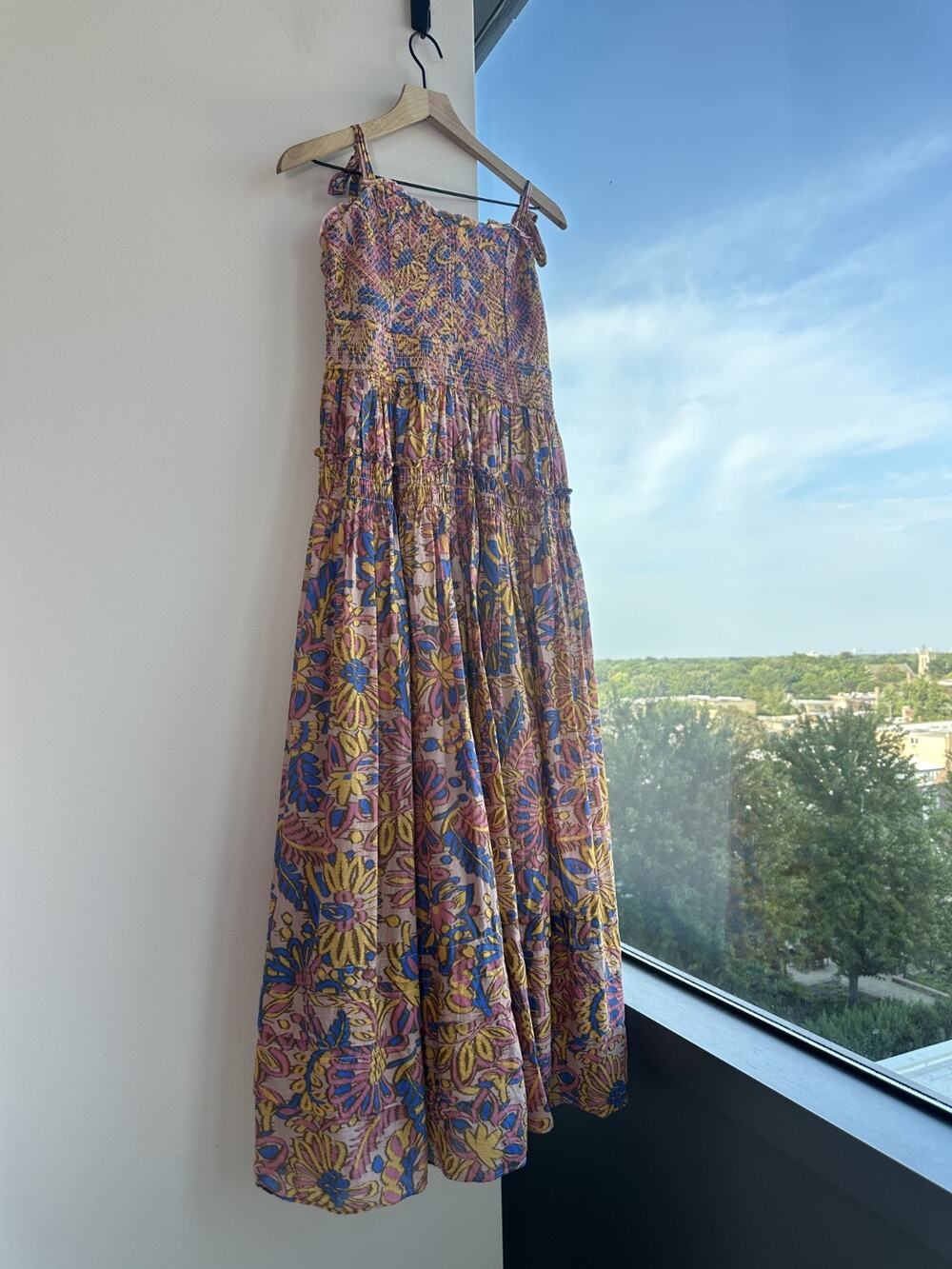 FATE About Time Mocha & Mauve Printed Maxi Dress Bohemian Floral Cotton L
